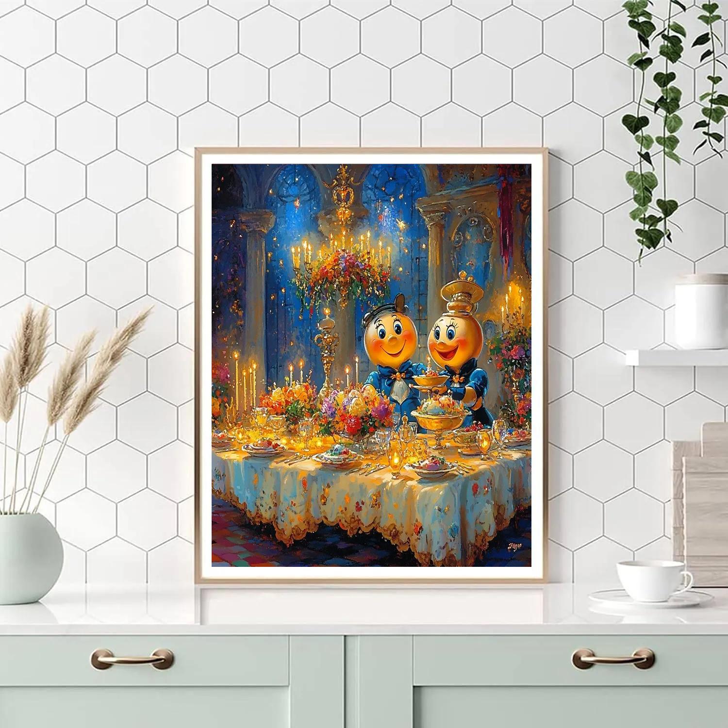 Lumière And Cogsworth’s Festive Dinner - Disney Inspired Paint by numbers kits