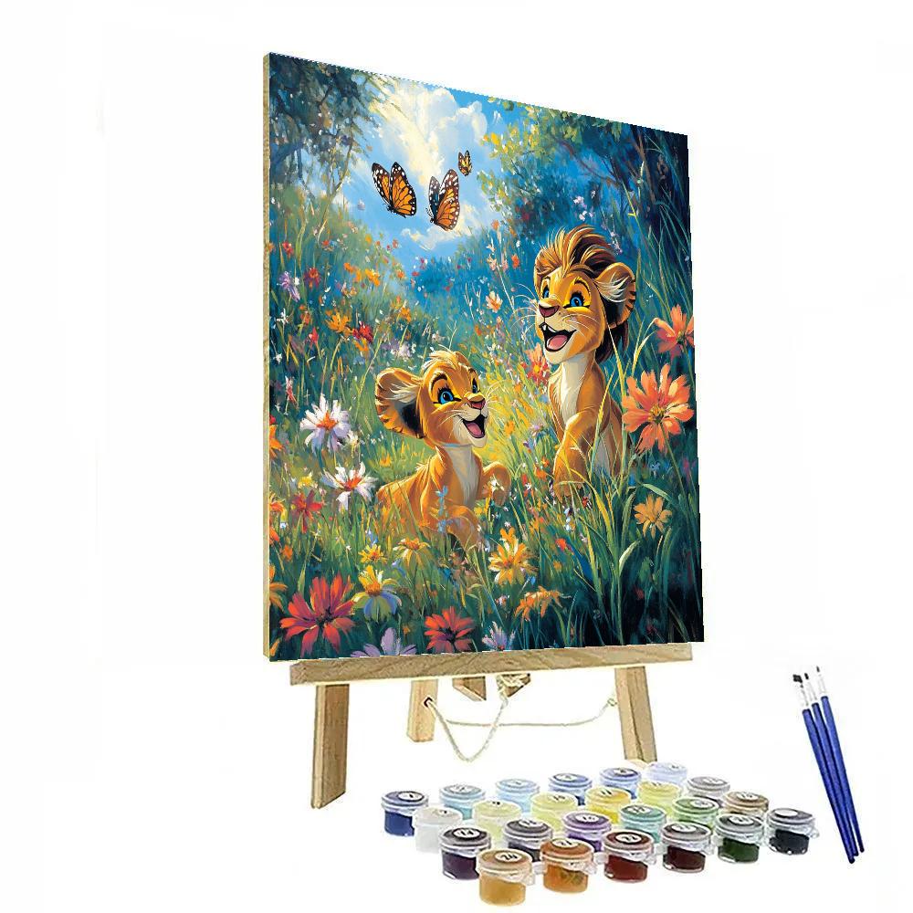 Simba’s Playful Day - Disney Inspired DIY paint by numbers