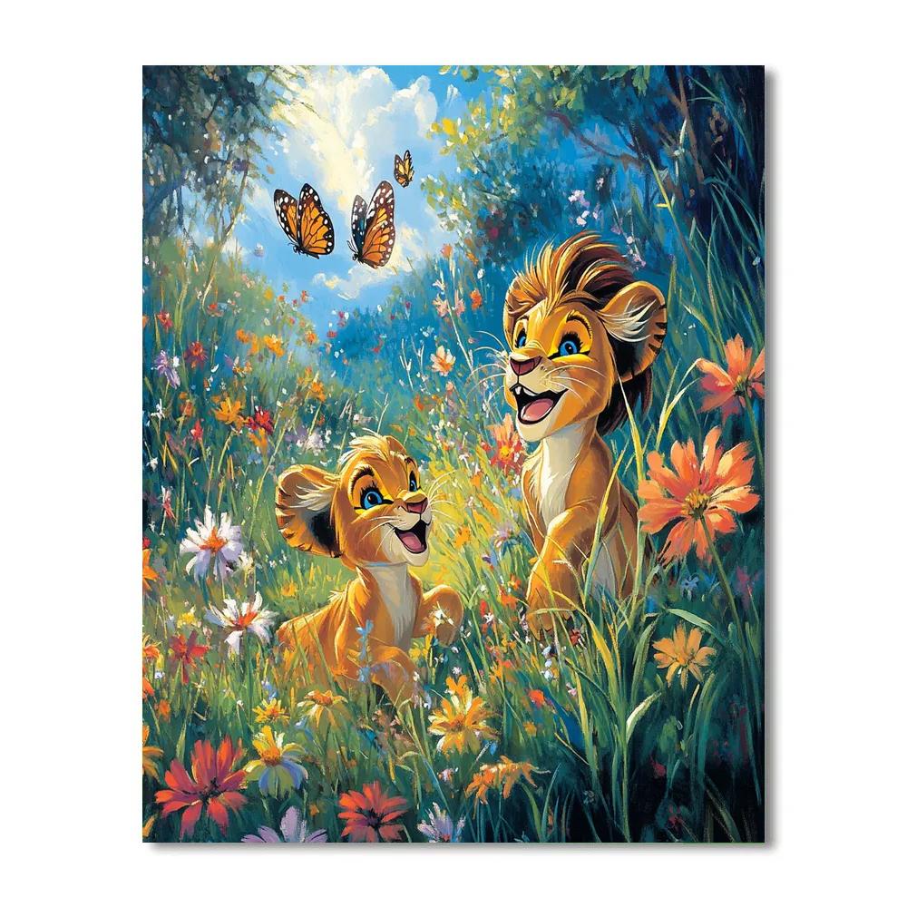 Simba’s Playful Day - Disney Inspired DIY paint by numbers