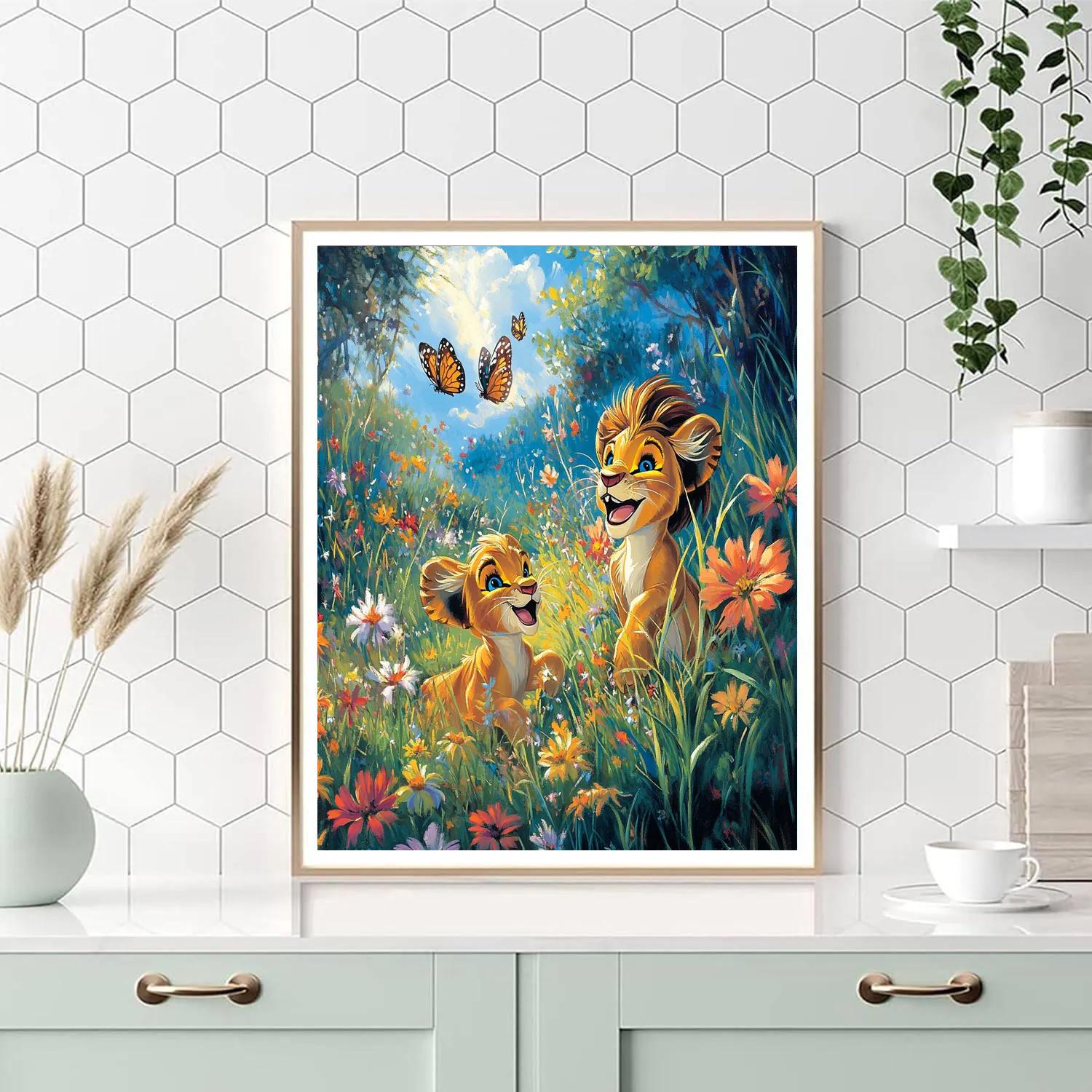 Simba’s Playful Day - Disney Inspired DIY paint by numbers