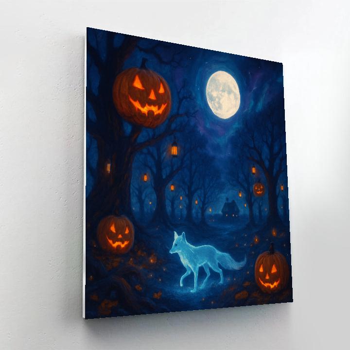 Midnight Orchard Of The Lantern Fox Number painting