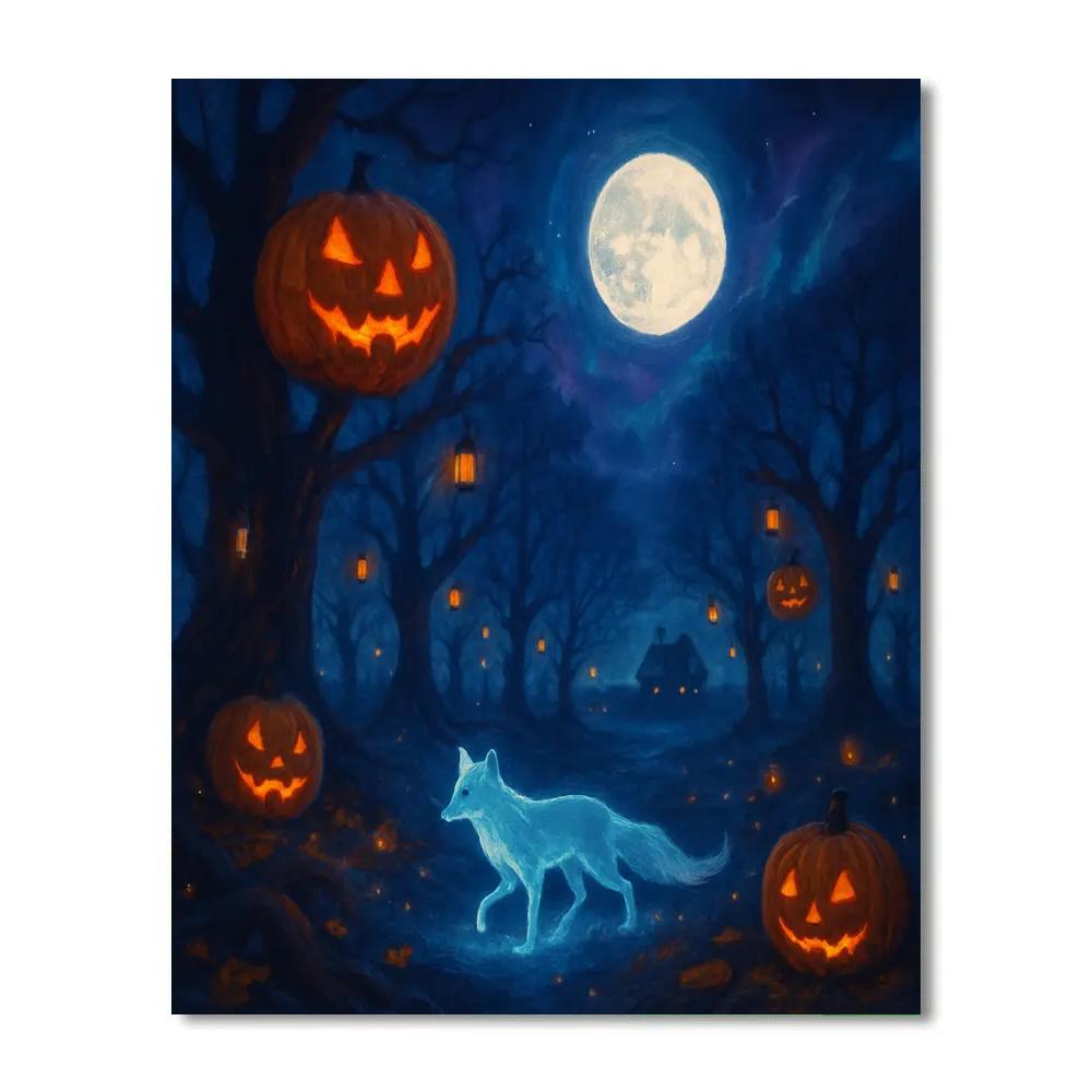 Midnight Orchard Of The Lantern Fox Number painting