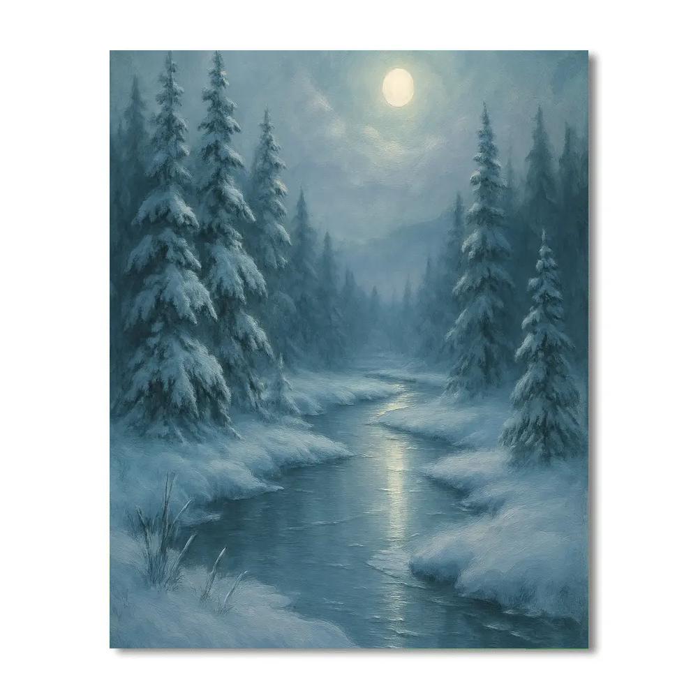 Moonlit Pines And Silent River paint by numbers