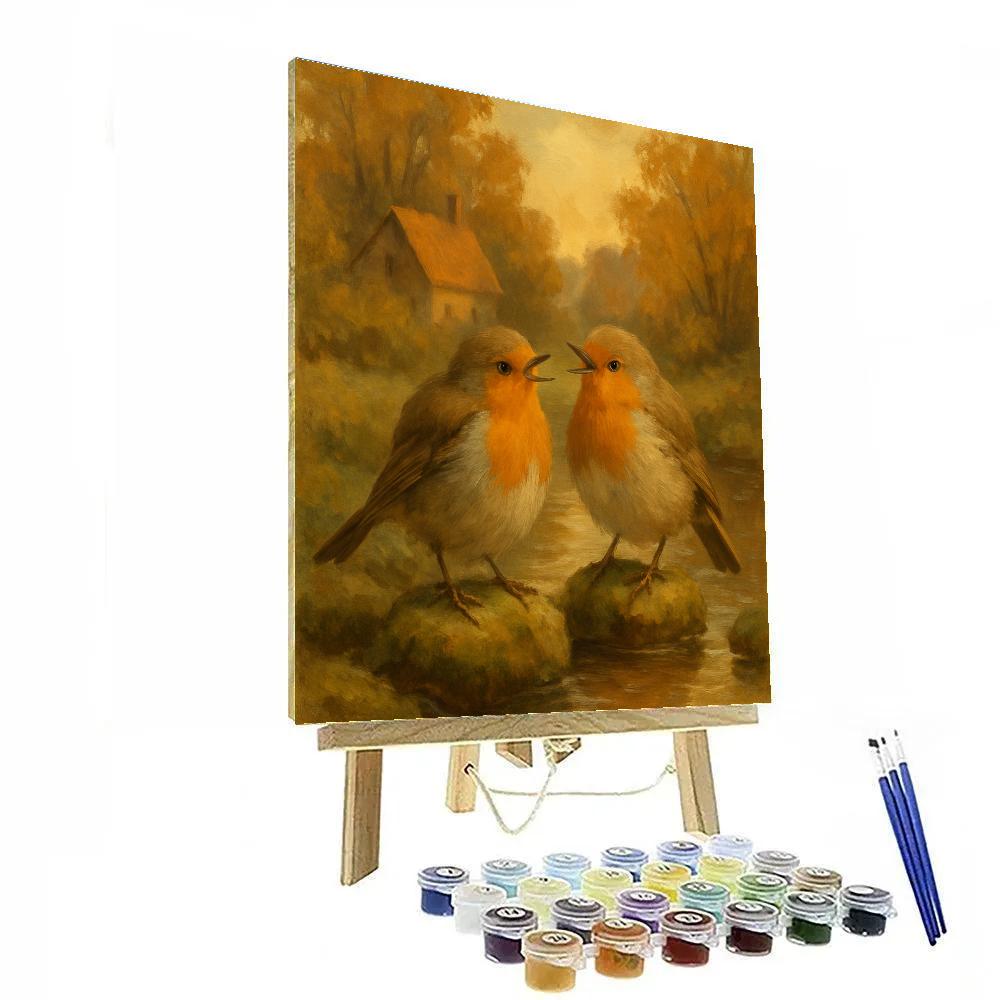 Robins Nesting By The Hearthside Stream DIY paint by numbers