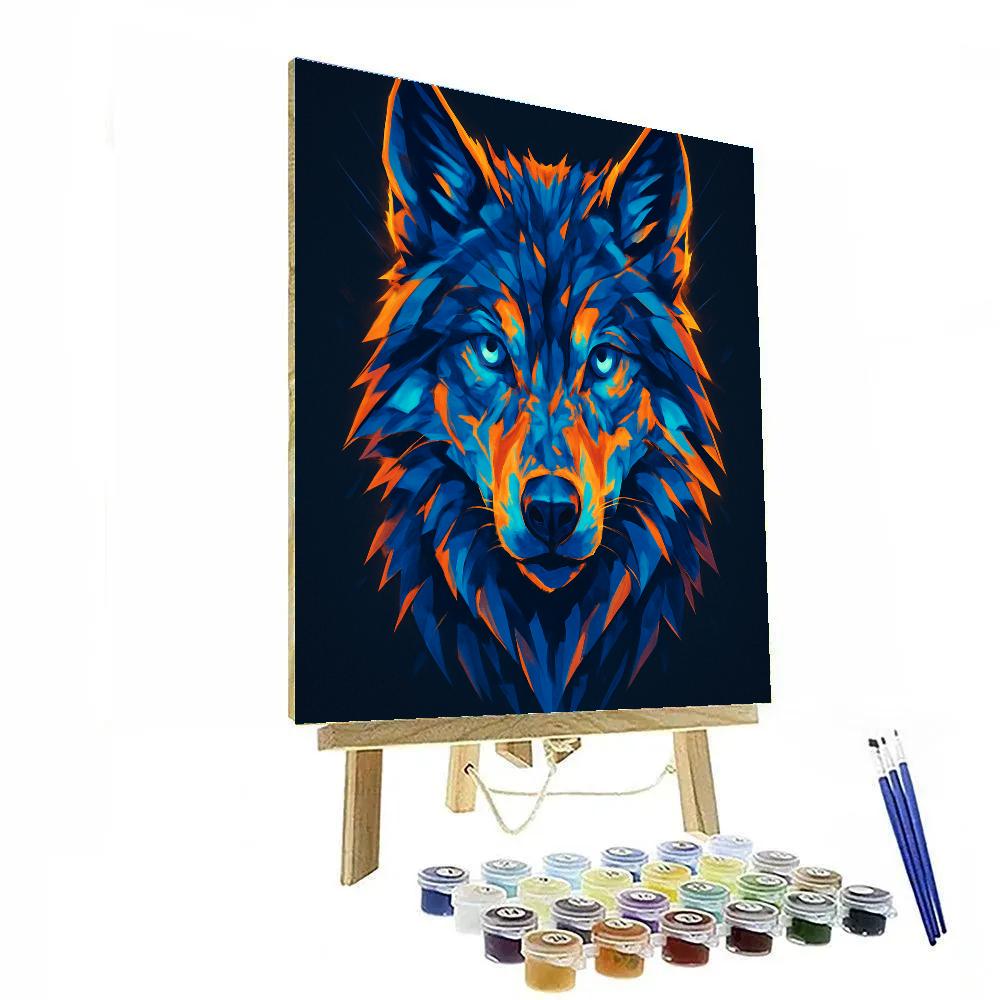 Prismatic Thunder Wolf Gaze Number painting