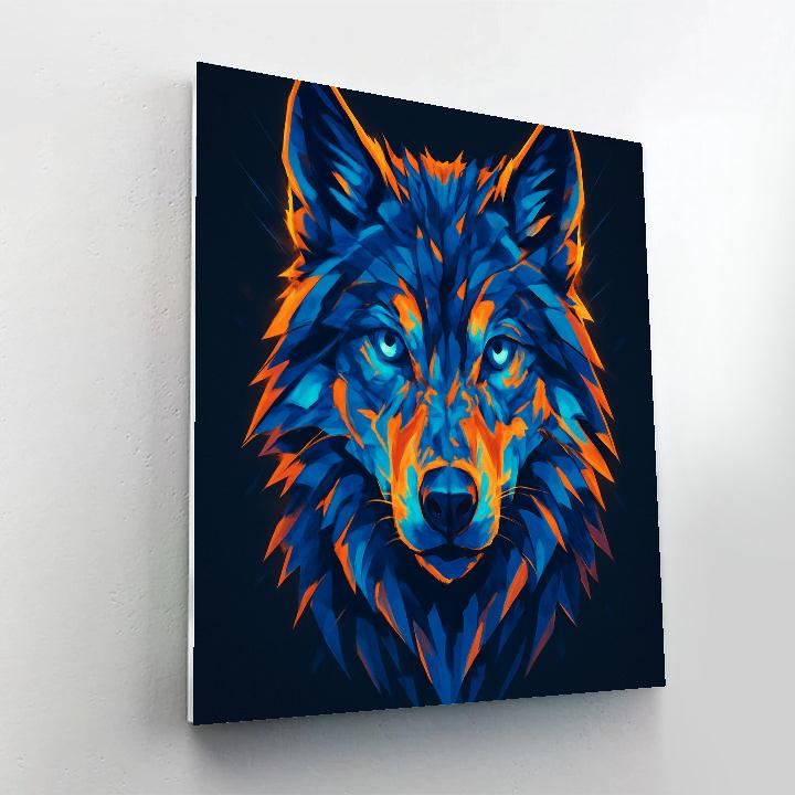 Prismatic Thunder Wolf Gaze Number painting
