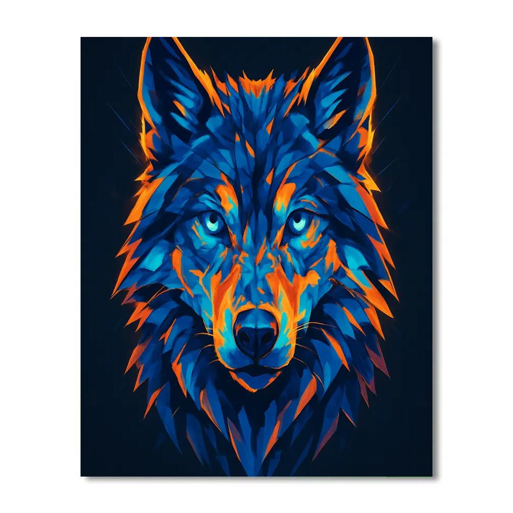 Prismatic Thunder Wolf Gaze Number painting