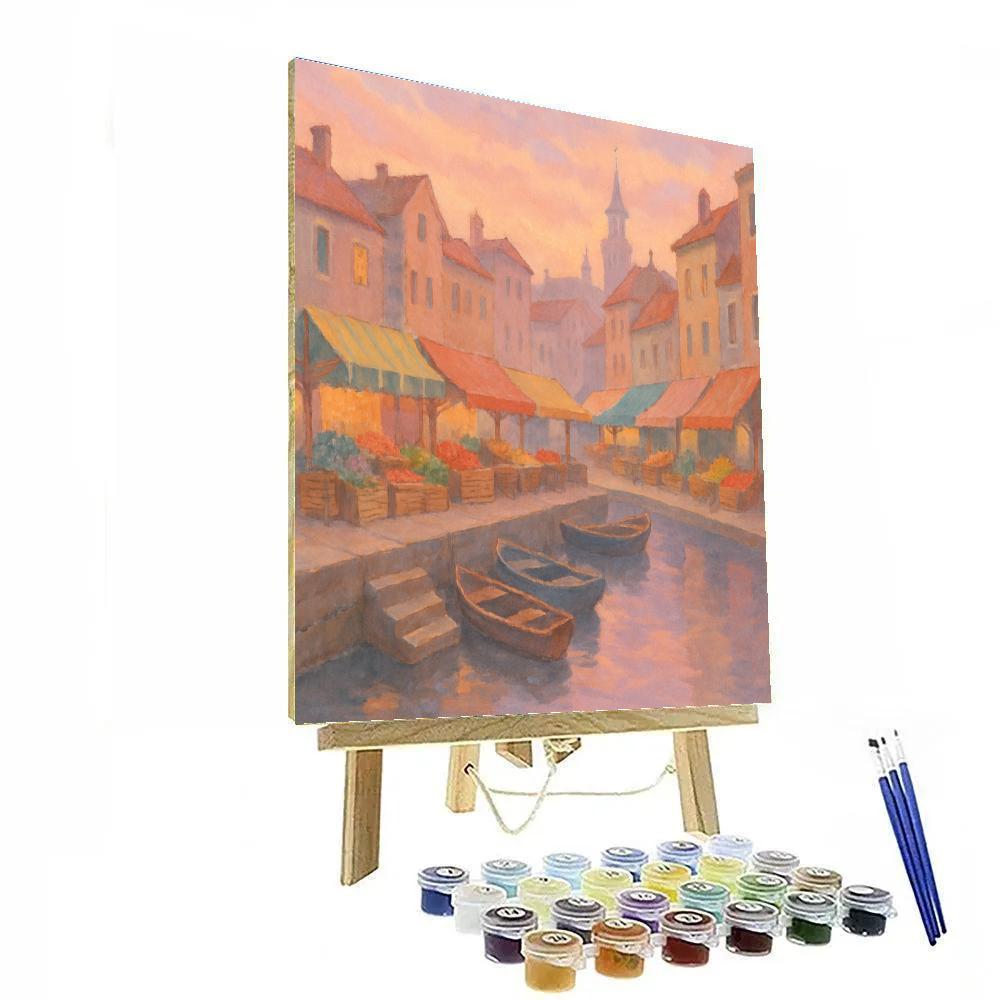 Sunrise Market Over The Canal paint by numbers