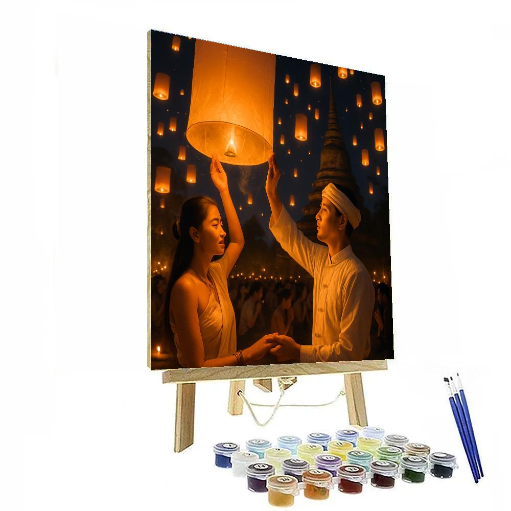 Lantern Release At Yi Peng Festival Chiang Mai painting number kit