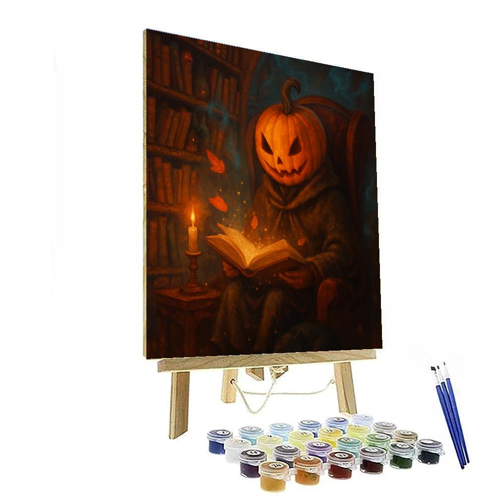 Pumpkin Librarian In The Haunted Study painting number kit