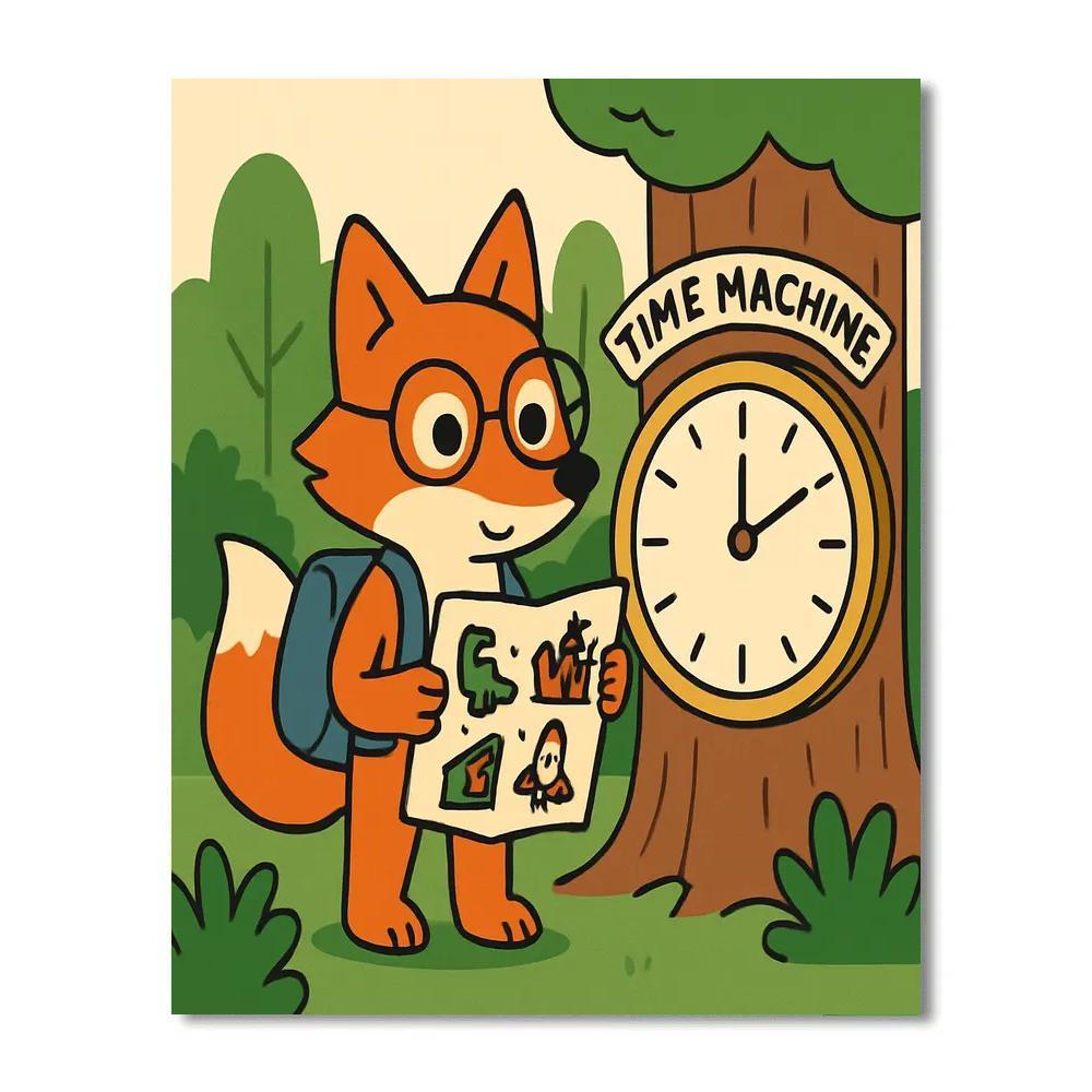Time Traveling Forest Fox painting number kit