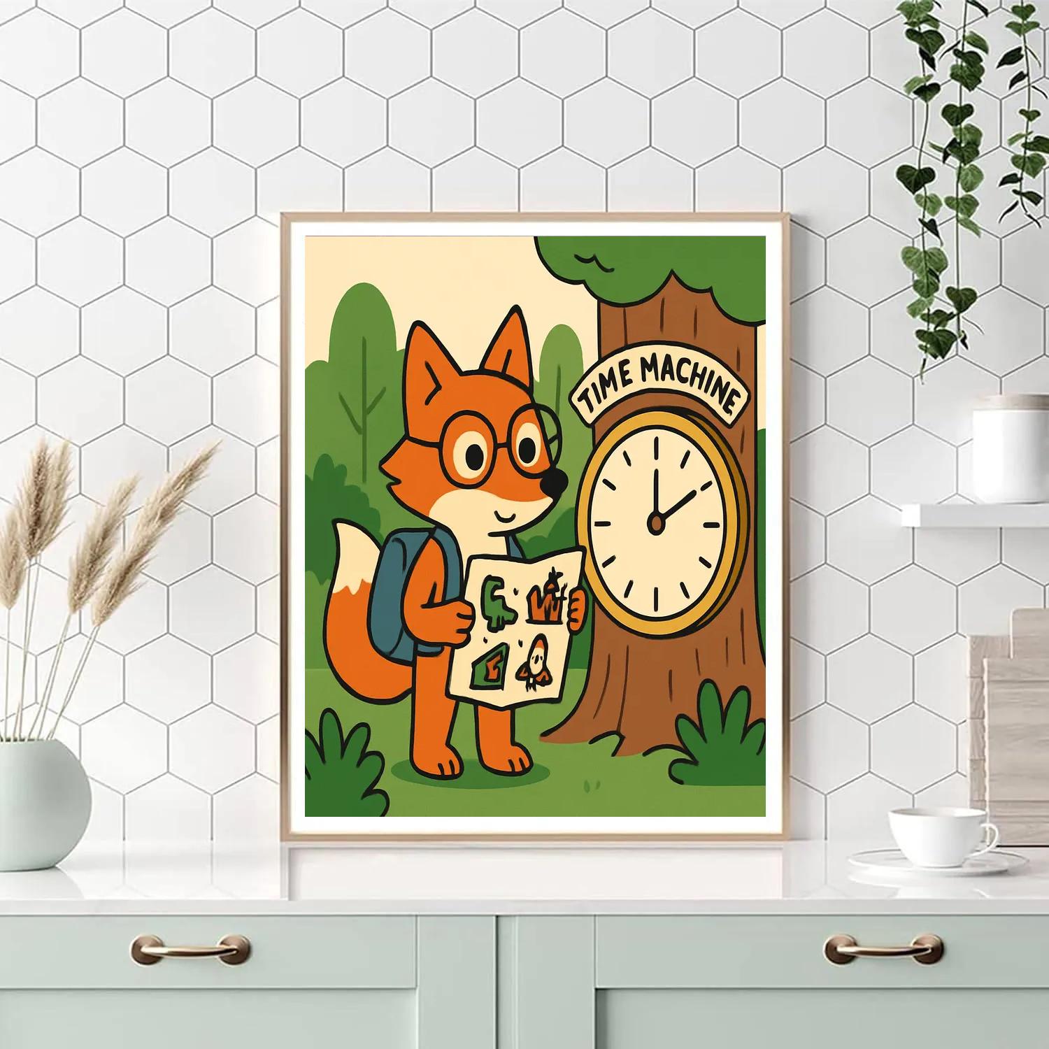 Time Traveling Forest Fox painting number kit