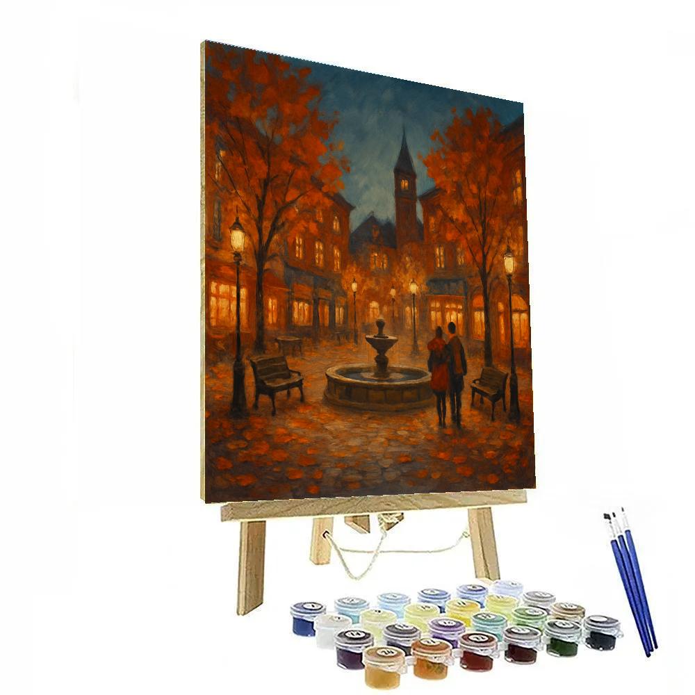 Autumn Square Under Amber Lights Number painting