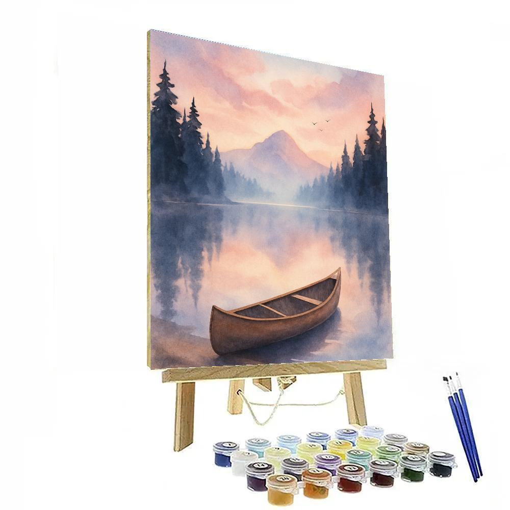 Dawn Mist Over Pine Rimmed Lake painting number kit