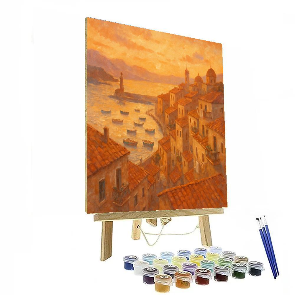 Harbor Rooftops At Golden Hour paint by number
