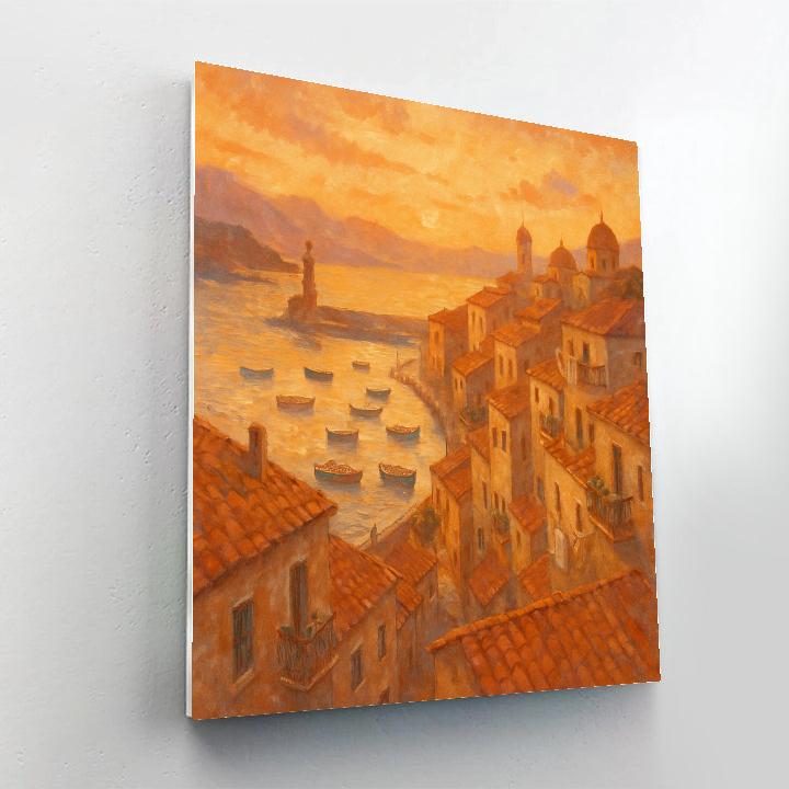 Harbor Rooftops At Golden Hour paint by number
