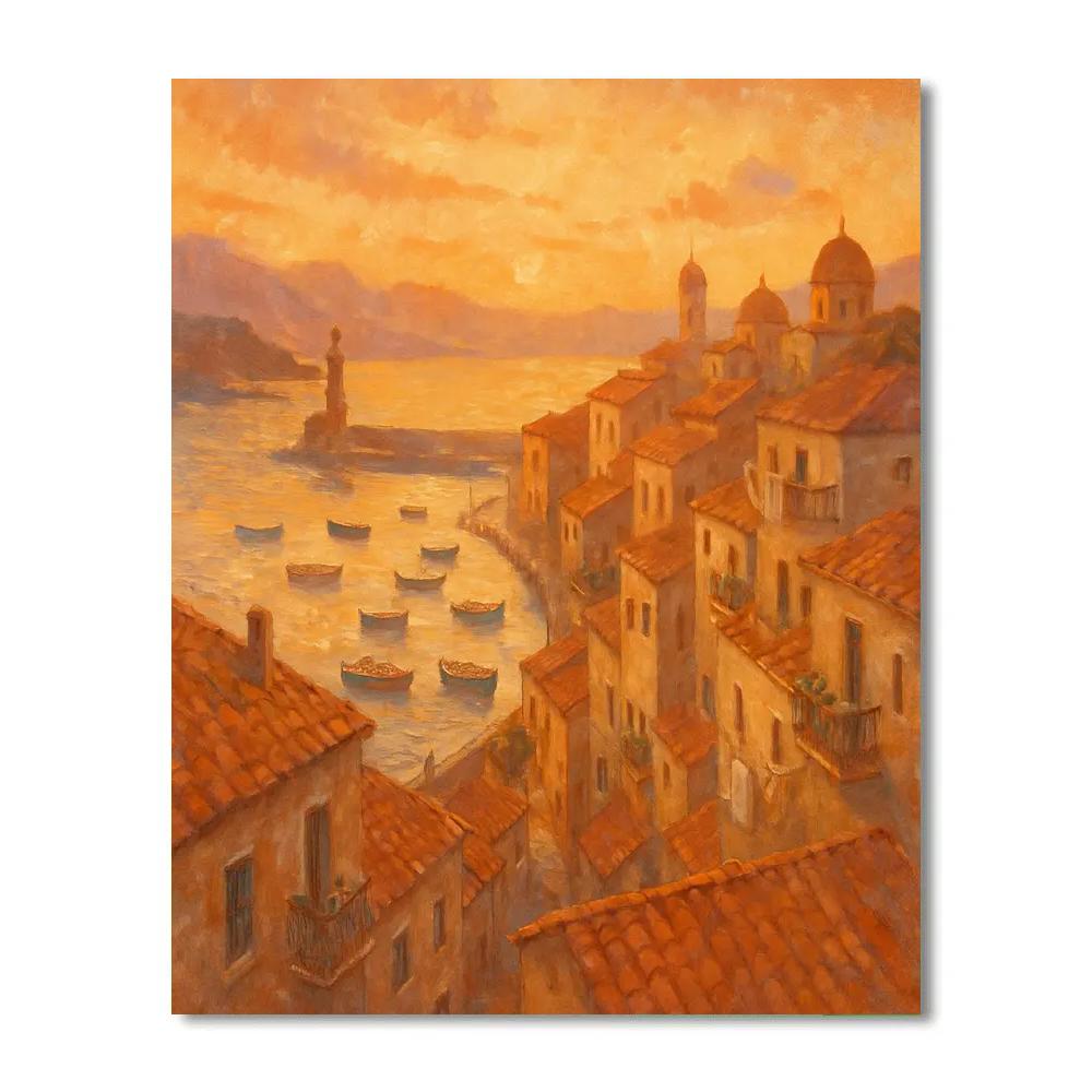 Harbor Rooftops At Golden Hour paint by number
