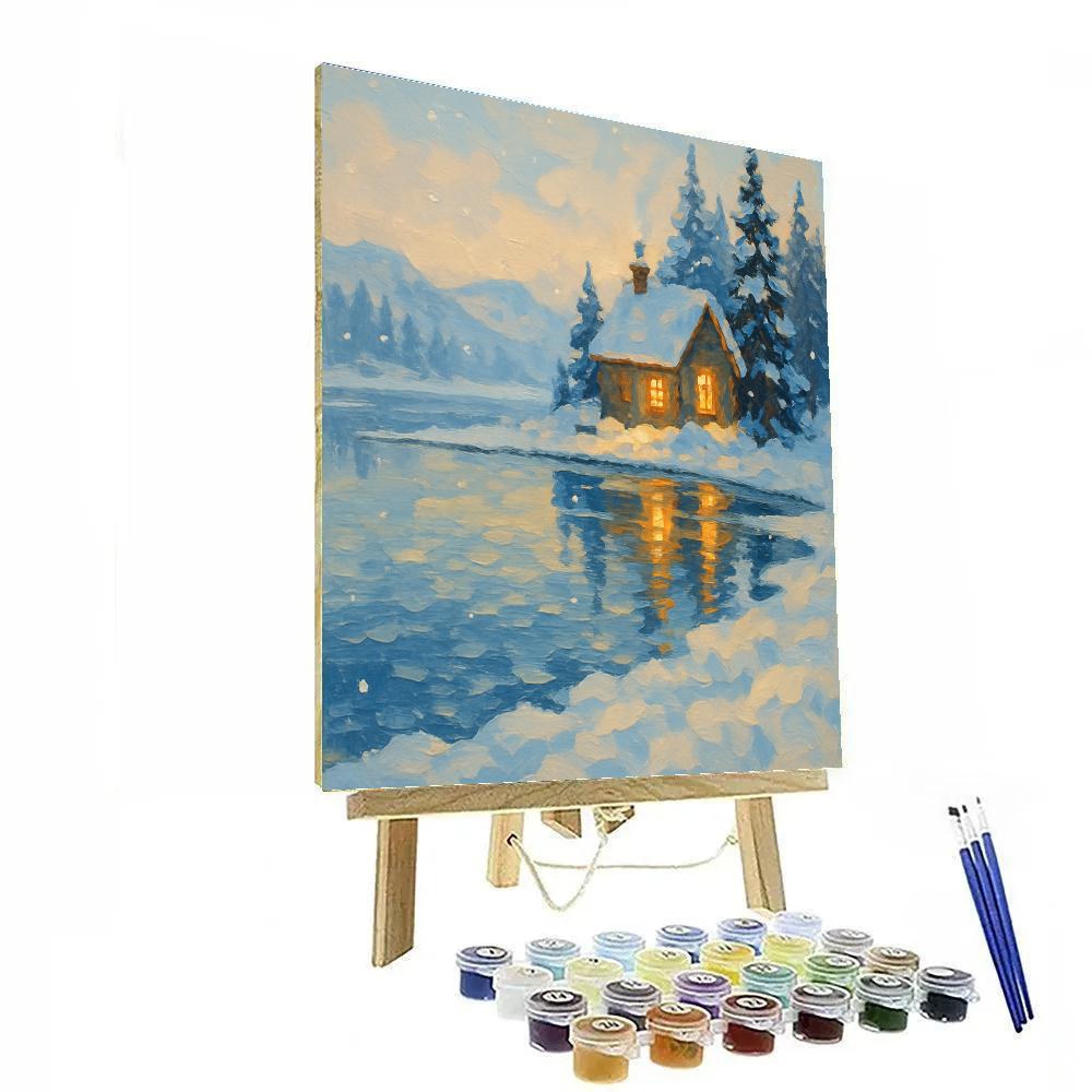 Winter Hearth Beside Frozen Lake Paint by numbers kits