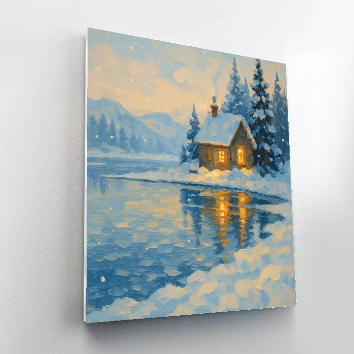 Winter Hearth Beside Frozen Lake Paint by numbers kits