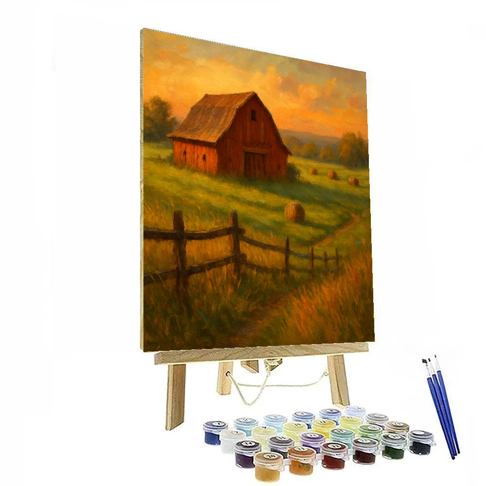 Summer Barn At Dusk Numbered painting kits