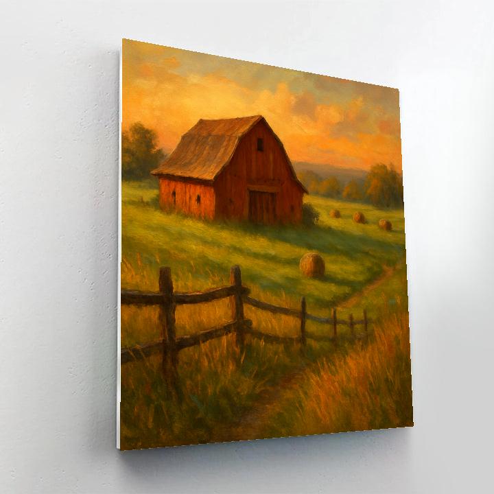 Summer Barn At Dusk Numbered painting kits
