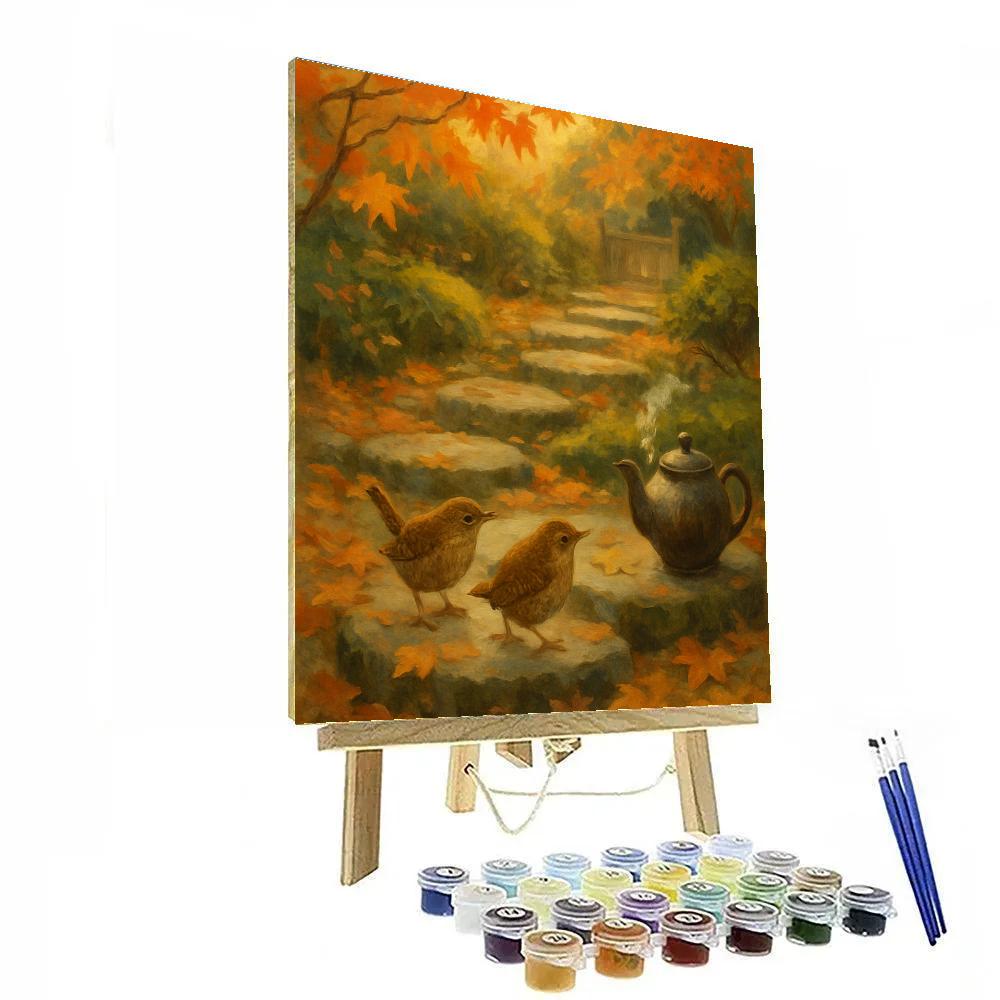 Wrens Among Autumn Tea Garden Stones Paint by numbers kits