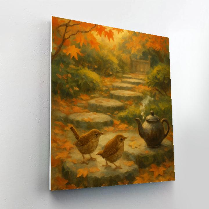 Wrens Among Autumn Tea Garden Stones Paint by numbers kits