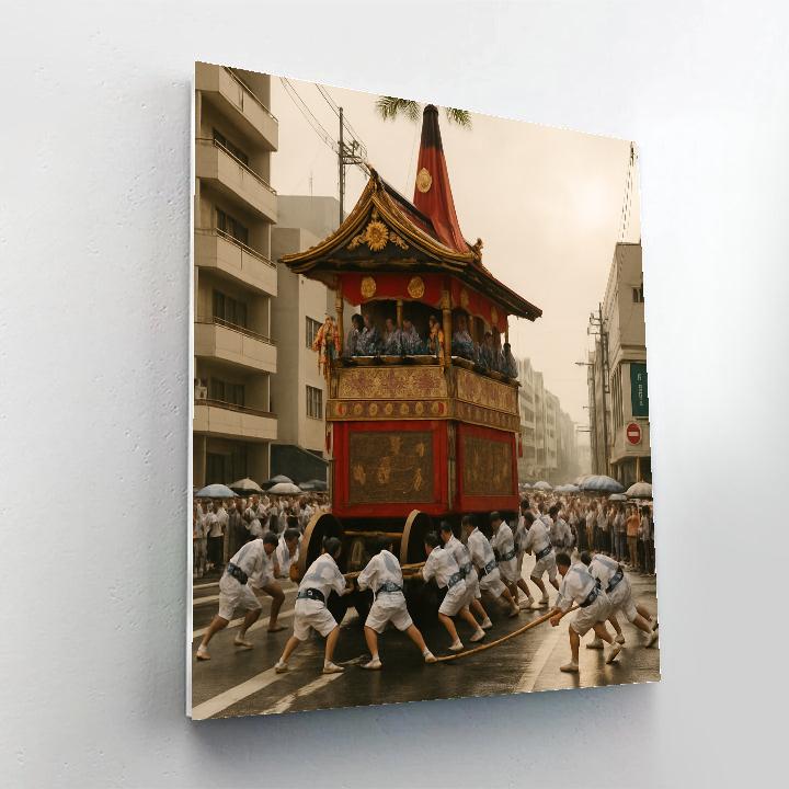 Gion Matsuri Float Turning In Kyoto Street paint by color