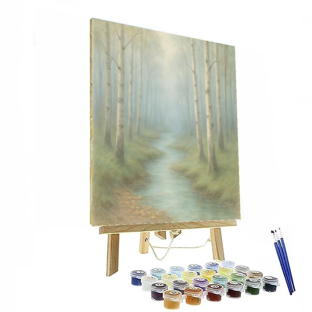 Misty Birch Creek Morning DIY paint by numbers