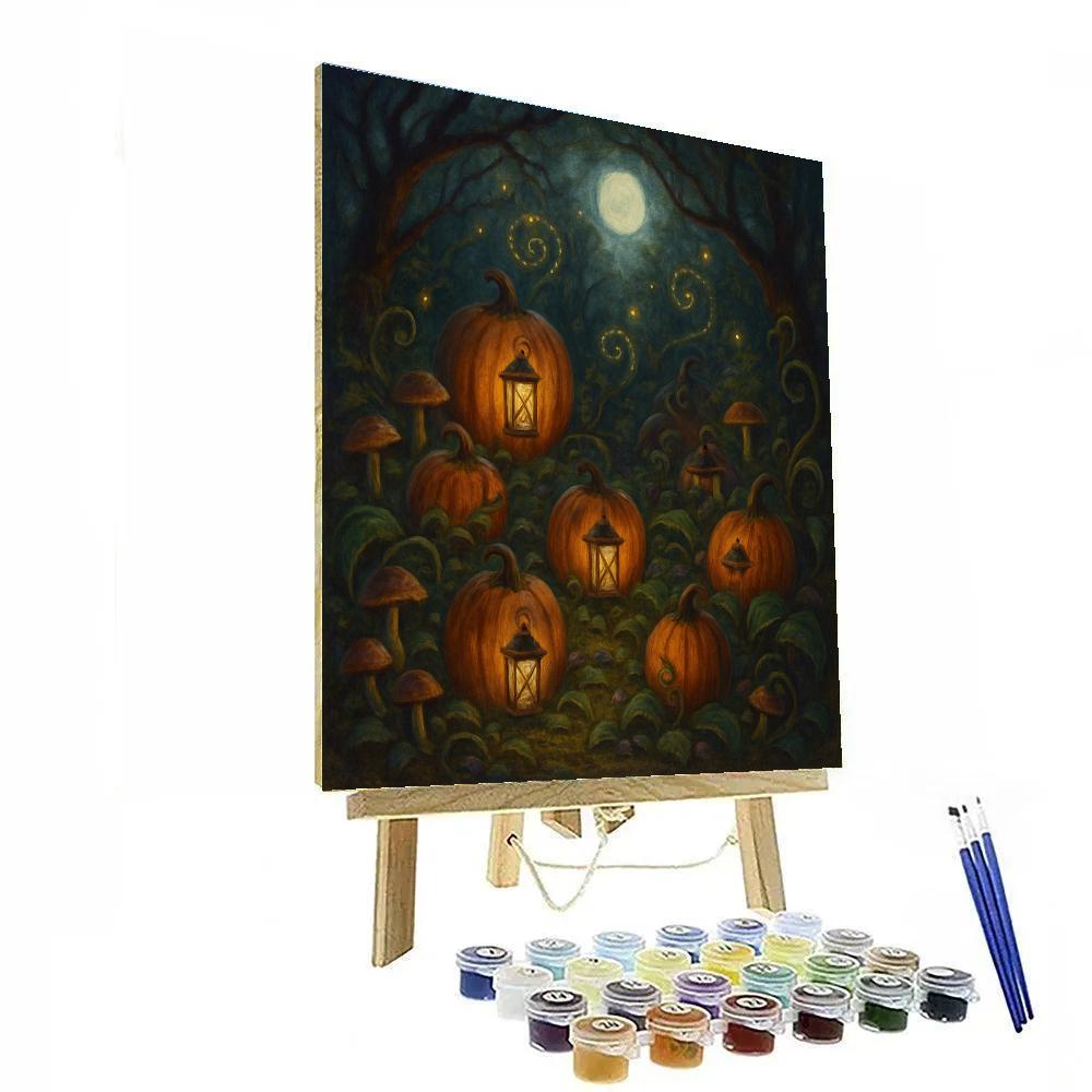 Enchanting Halloween Garden Lantern Circle Numbered painting kits