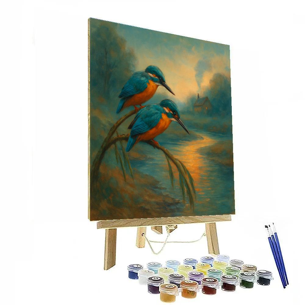 Kingfishers By The Fireplace River Bend Numbered painting kits