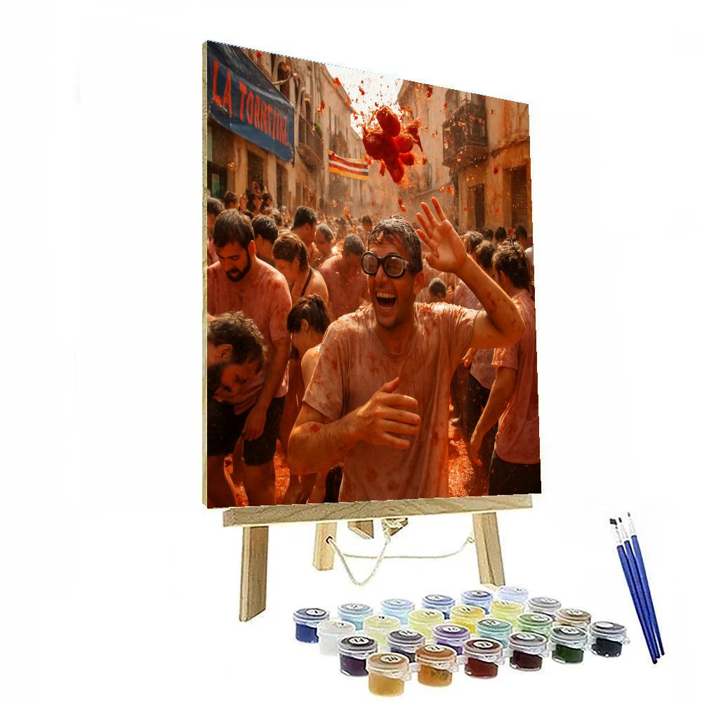 La Tomatina Tomato Battle In Bunol painting number kit