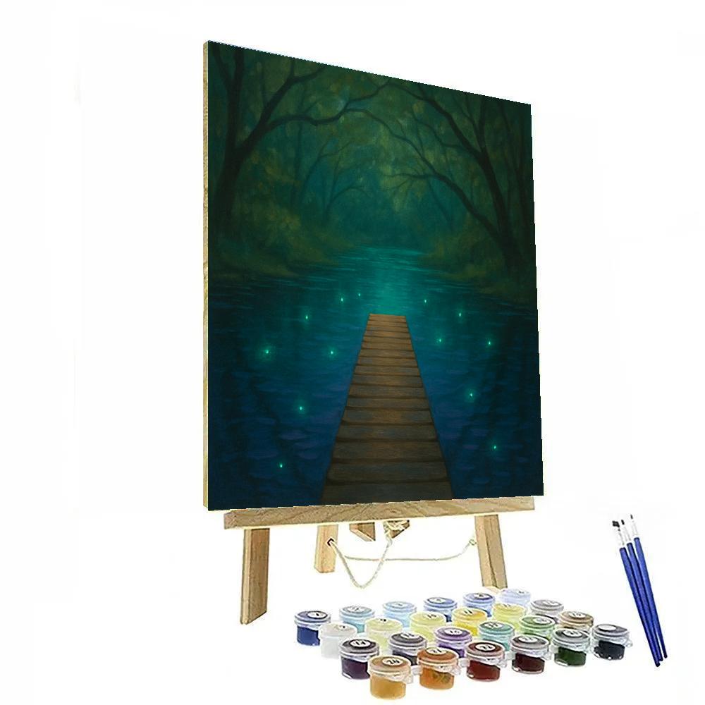 Hidden Forest Dock At Twilight Number painting
