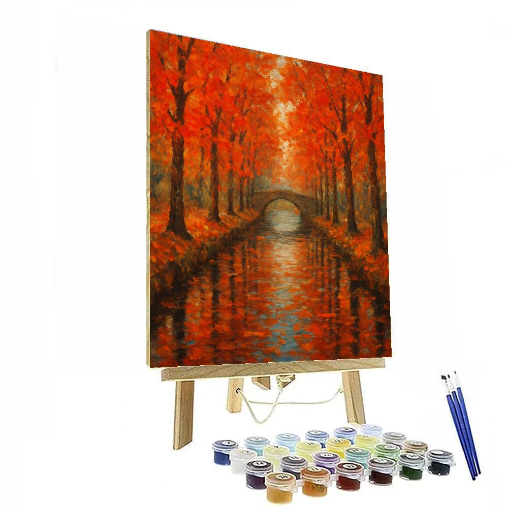 Autumn Canal Reflections Painting by numbers kit
