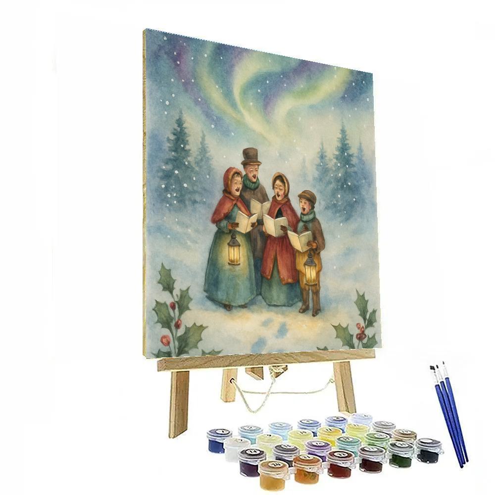 Aurora Carolers In The Snow Number painting
