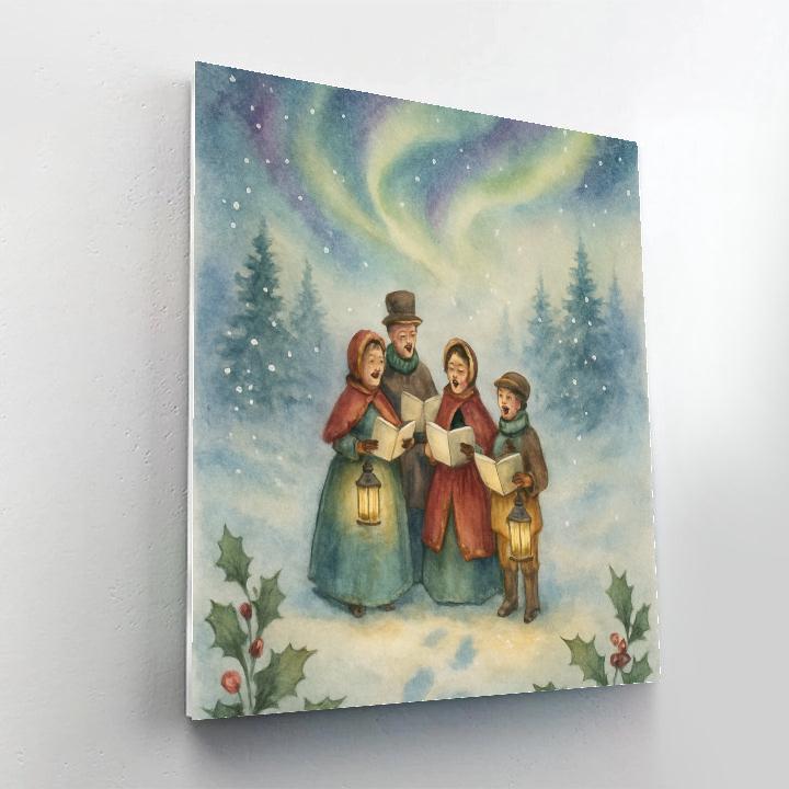 Aurora Carolers In The Snow Number painting