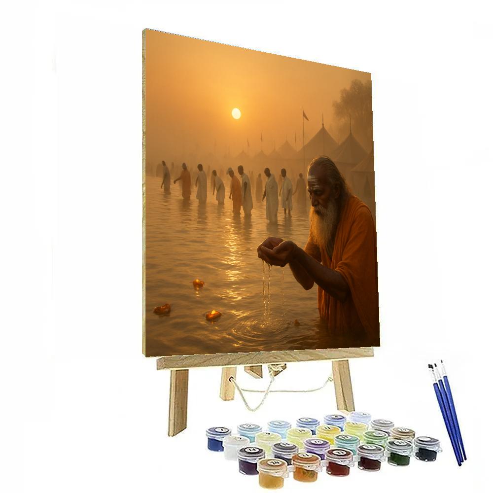 Kumbh Mela Sunrise Bathing At The Ganges Paint by numbers kits