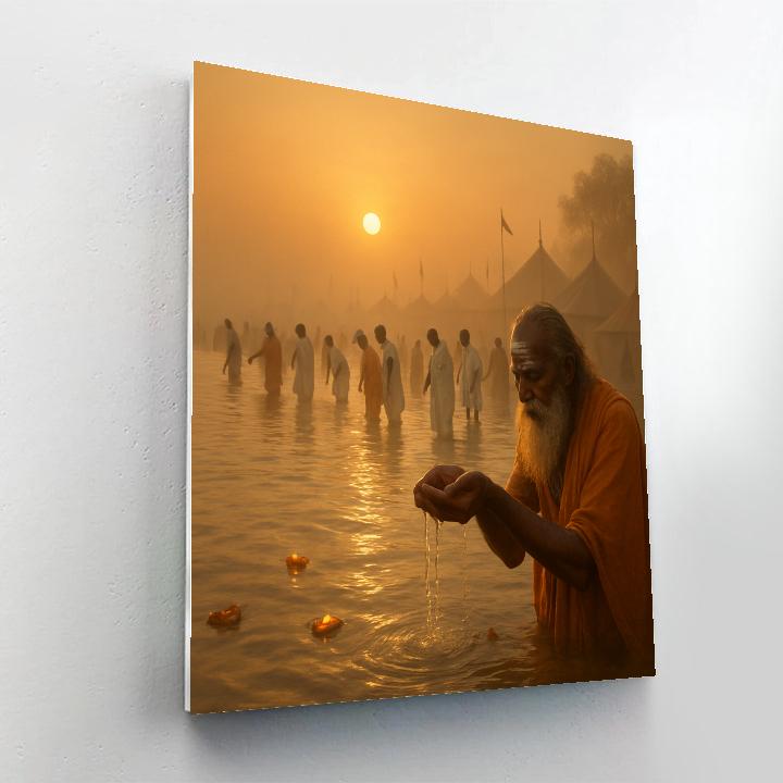 Kumbh Mela Sunrise Bathing At The Ganges Paint by numbers kits