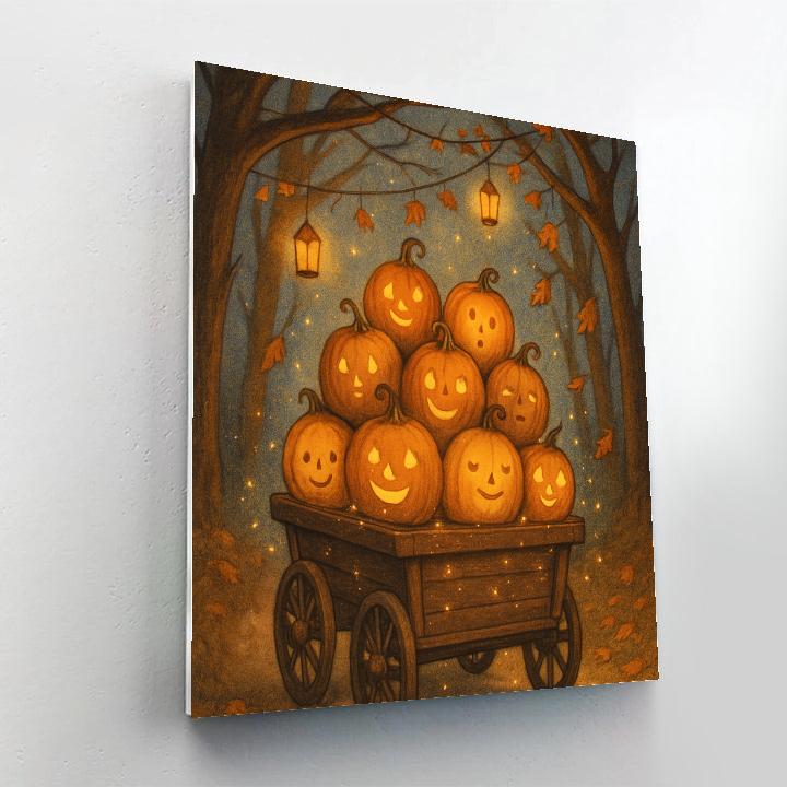 Harvest Wagon Of Friendly Pumpkins paint by numbers