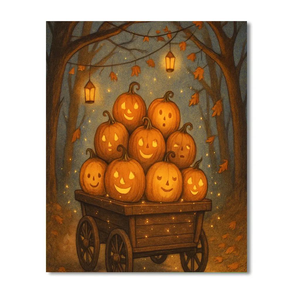 Harvest Wagon Of Friendly Pumpkins paint by numbers