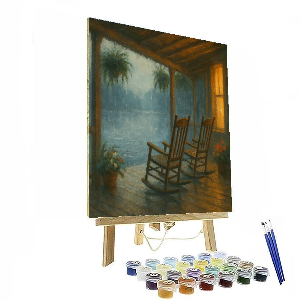 Rainy Day Porch Over The Lake Paint by numbers art
