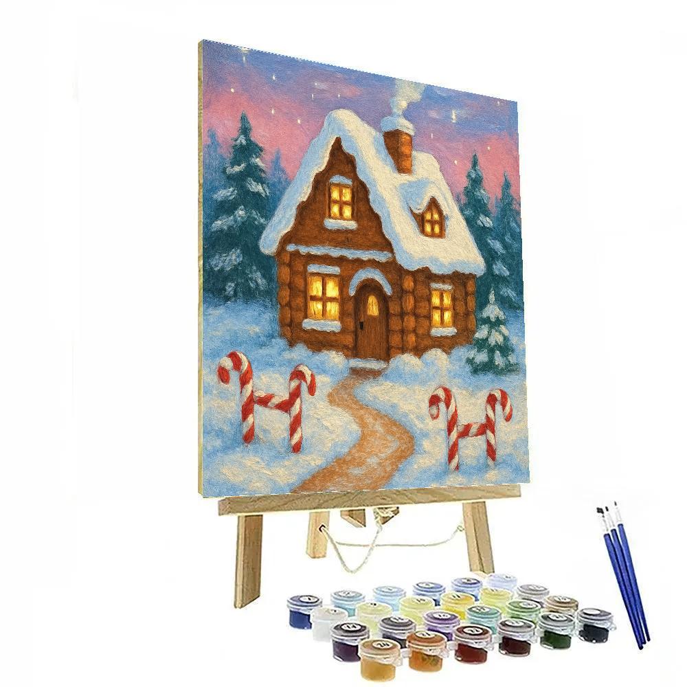 Gingerbread Cabin In The Quiet Woods painting number kit