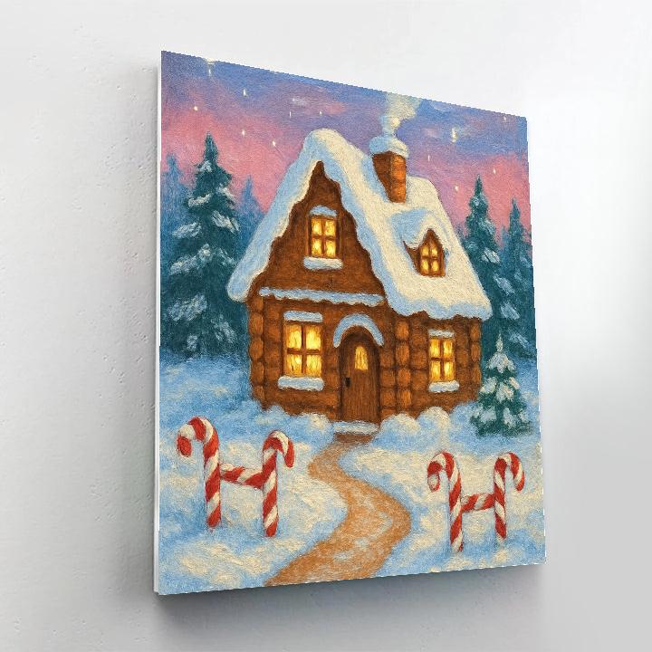 Gingerbread Cabin In The Quiet Woods painting number kit