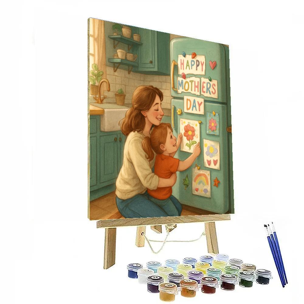 Mothers Day Art Gallery On The Fridge DIY paint by numbers
