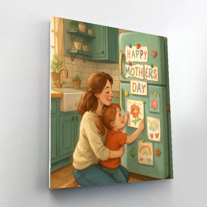 Mothers Day Art Gallery On The Fridge DIY paint by numbers