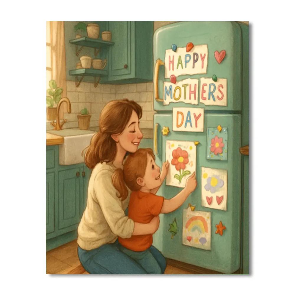 Mothers Day Art Gallery On The Fridge DIY paint by numbers