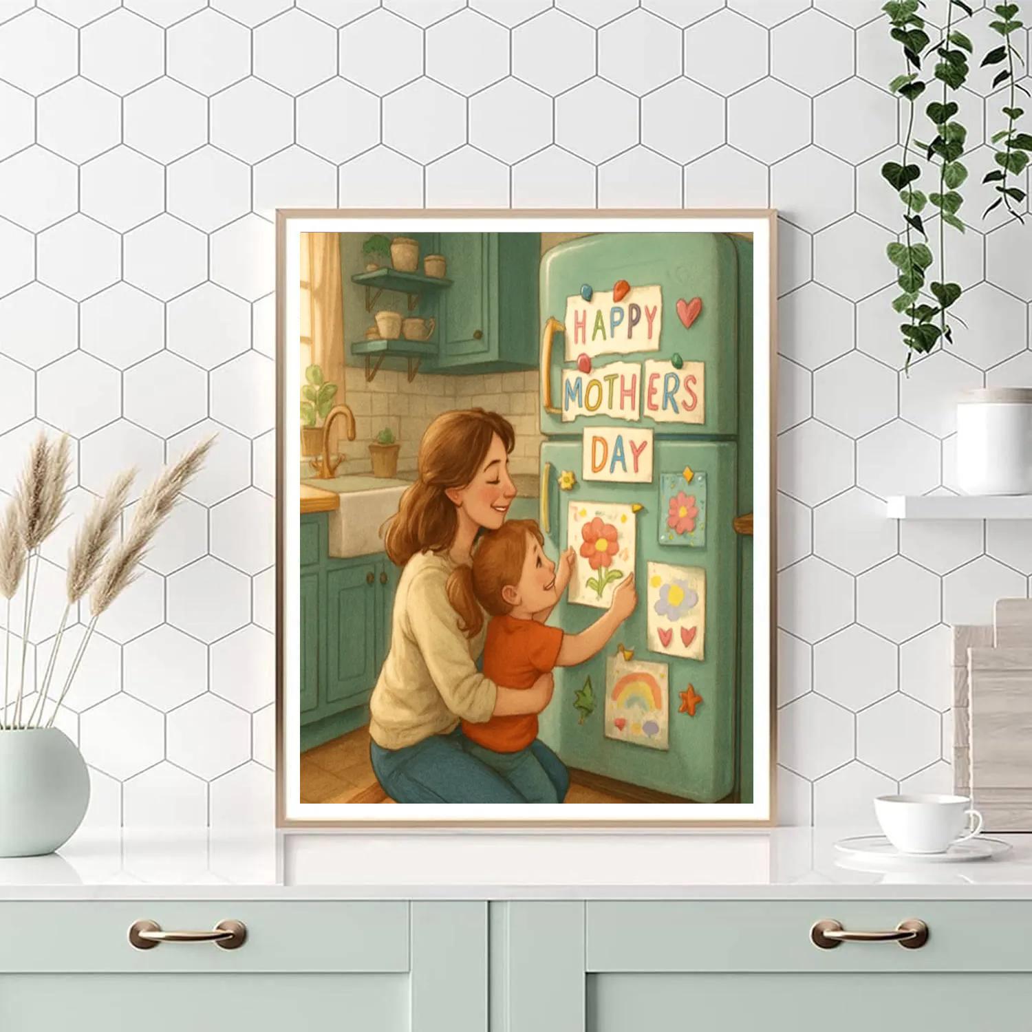 Mothers Day Art Gallery On The Fridge DIY paint by numbers