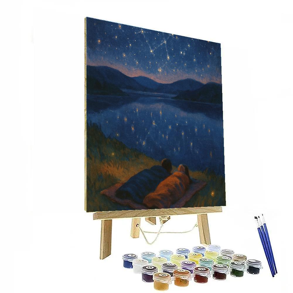 Stargazers On The Lakeside Cliff DIY paint by numbers