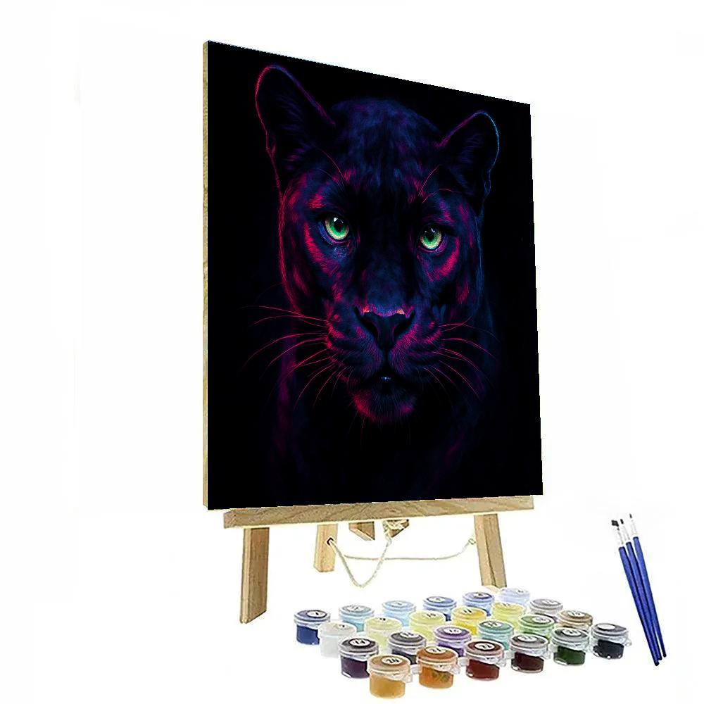 Luminous Panther Night Bloom Painting by numbers kit