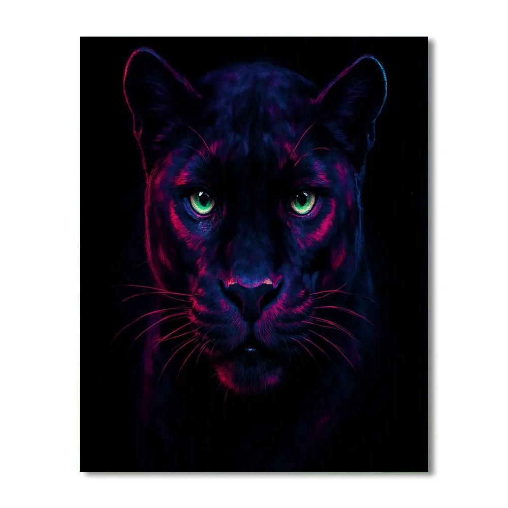 Luminous Panther Night Bloom Painting by numbers kit